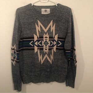 On The Byas Men’s Native Aztec Sweater Crewneck Pullover Multi Colored Sz.Small